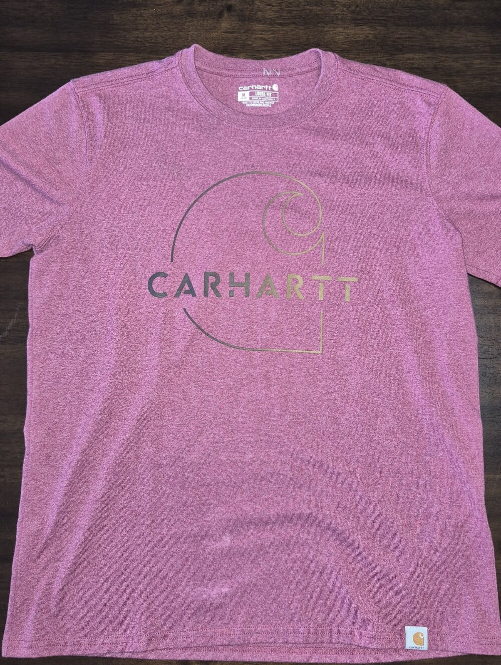 Carhartt Short-Sleeve Logo Tee in Heather Pink